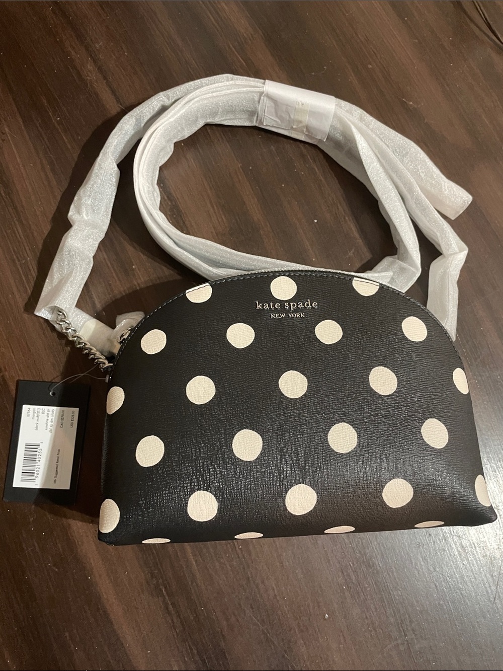 kate spade Black and Cream Polka Dot Dome Crossbody